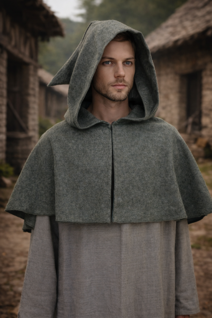 couture d'idées capuchon gris grande capuche tombante laine