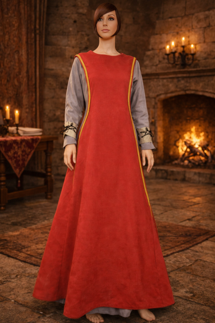 couture d'idées  sur-robe rouge or